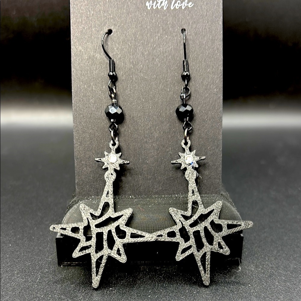 Starburst Black Earrings
